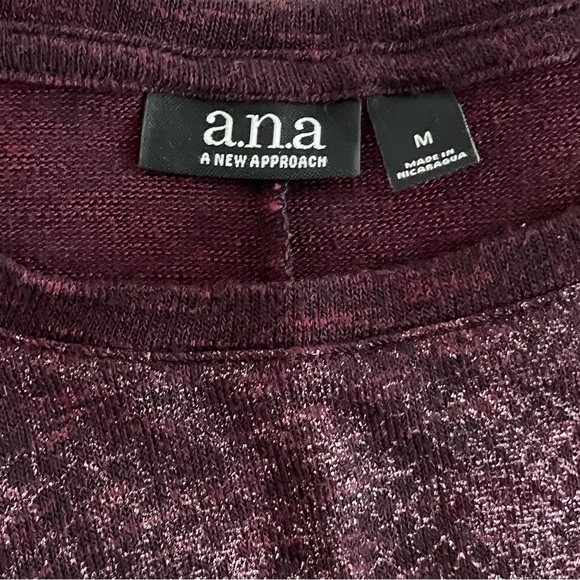 A.N.A. Long Sleeved light Sweater Plum with Silver reflective Sparkle size M - Picture 7 of 11